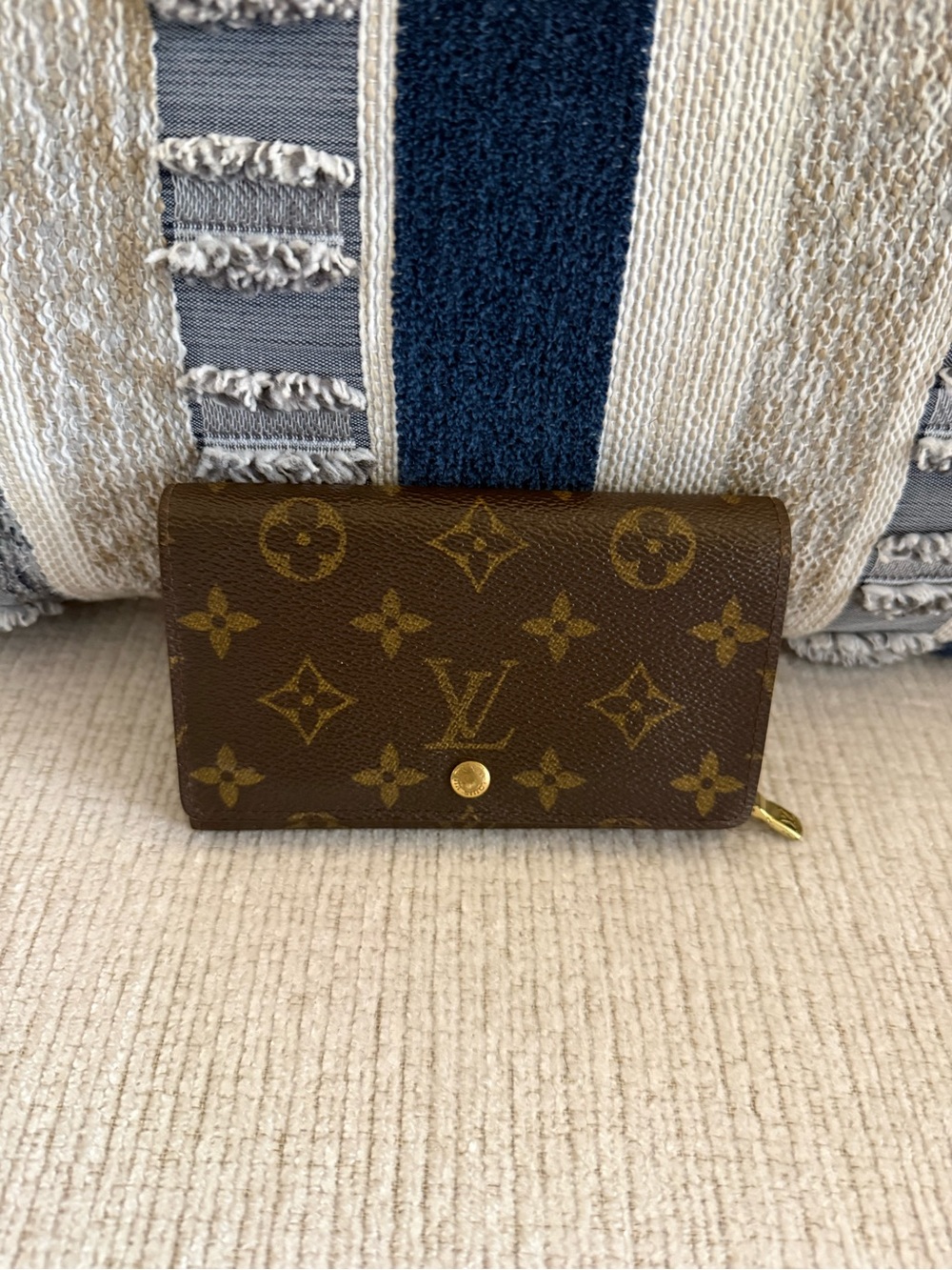 Louis Vuitton Brown Monogram Snap Wallet with Gold Hardware